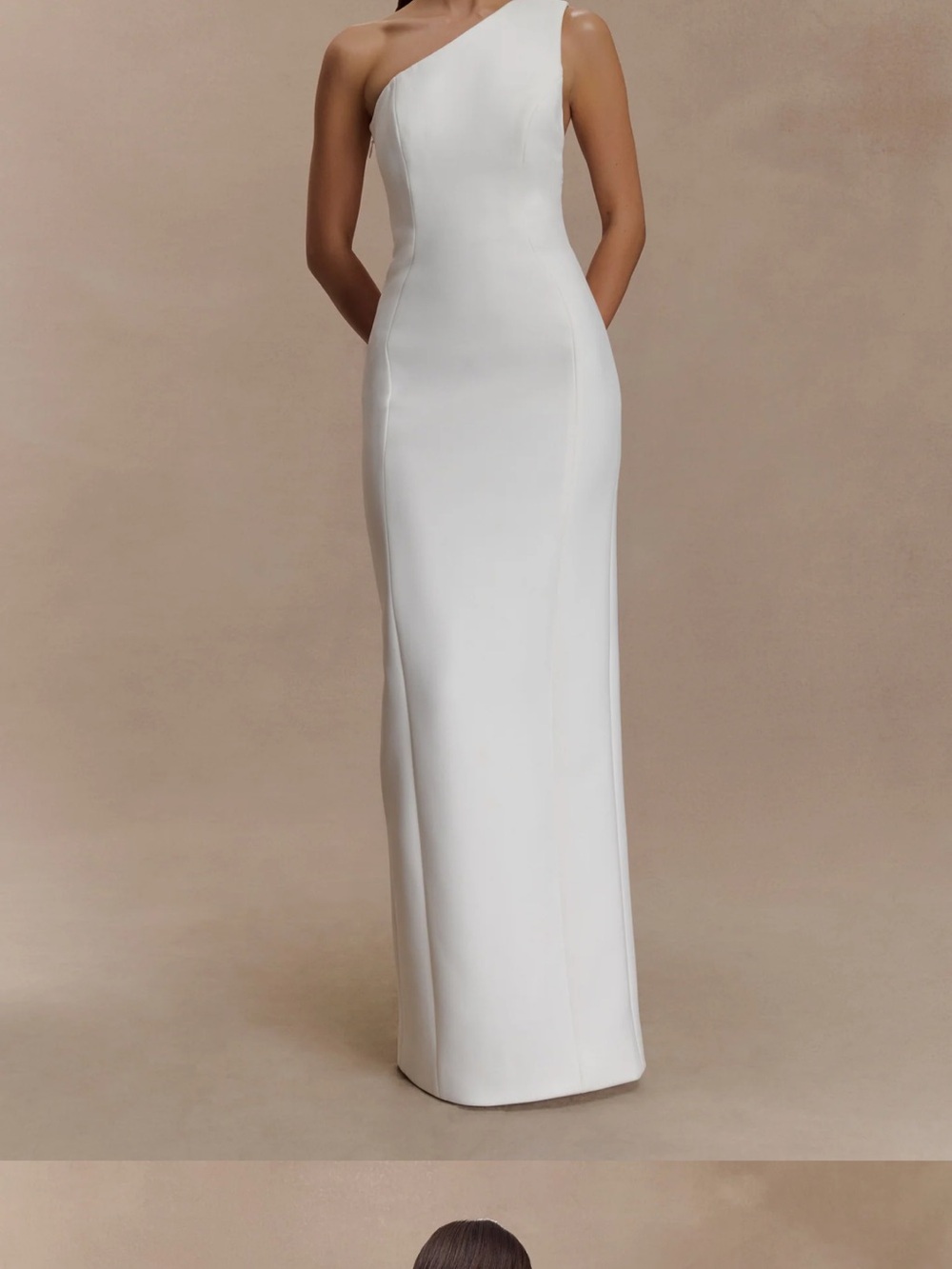 MESHKI One-Shoulder White Column Dress